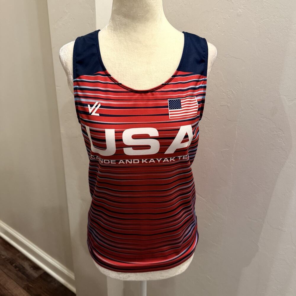 JL Racing Tank Women's M USA Canoe Kayak Team Jersey Red White Blue (A0134)